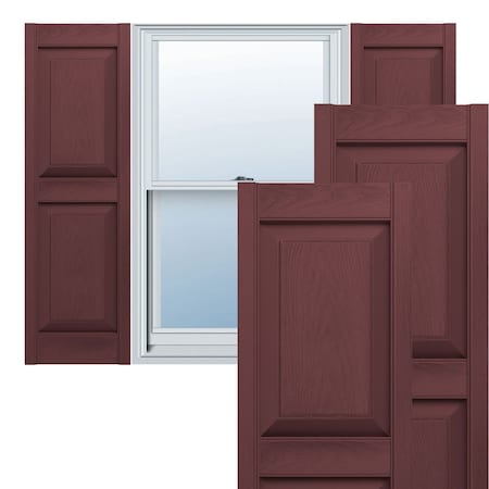 14.75 In. W X 59 In. H Builders Edge, Two Equal Panels, Raised Panel Shutters, 167 - Bordeaux